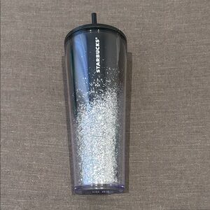 Starbucks Black Tumbler with Silver Glitter